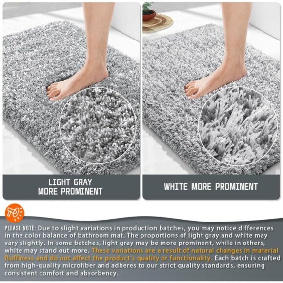 New 24x17 Bathroom Rug, Soft Plush Non-Slip Washable Mat for Shower & Sink Area - Picture 2 of 8